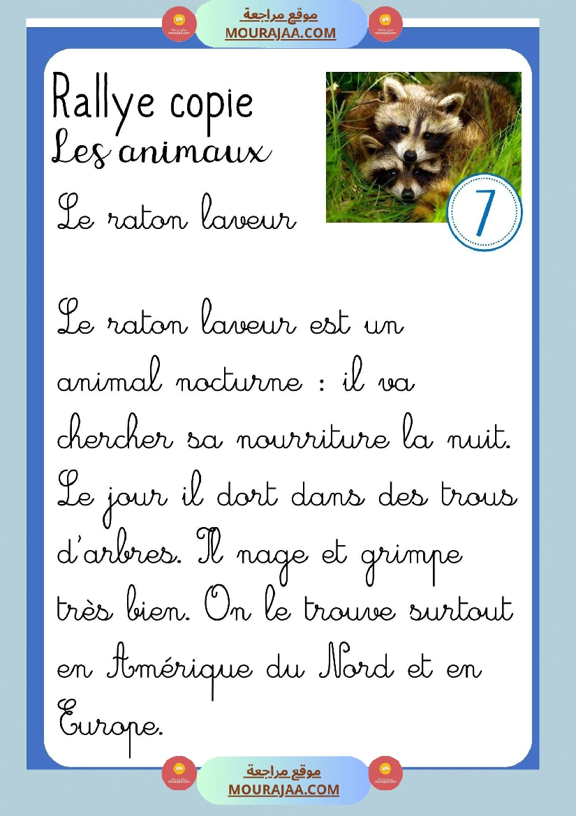 انتاج كتابي لغة فرنسية وصف حيوانات صفحة 8