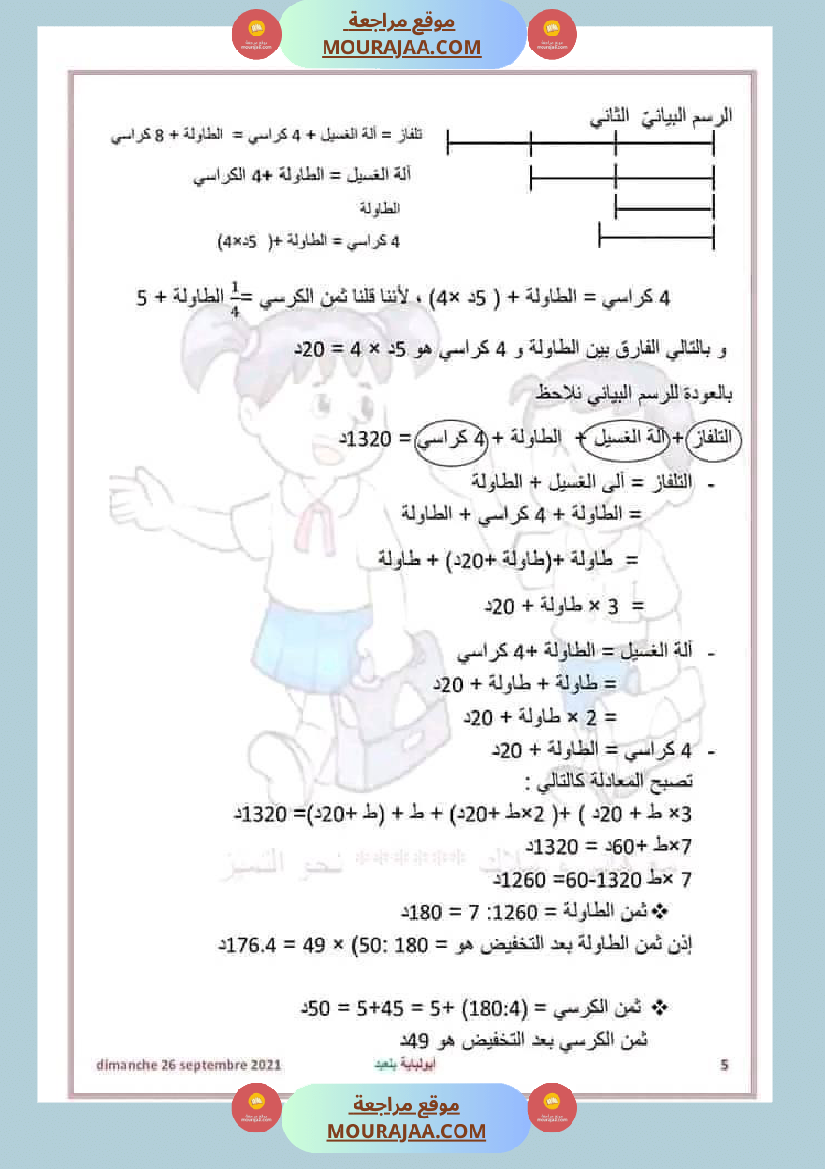 سنة سادسة رياضيات للمراجعة إمتحانات نهاية الثلاثي الأو ل