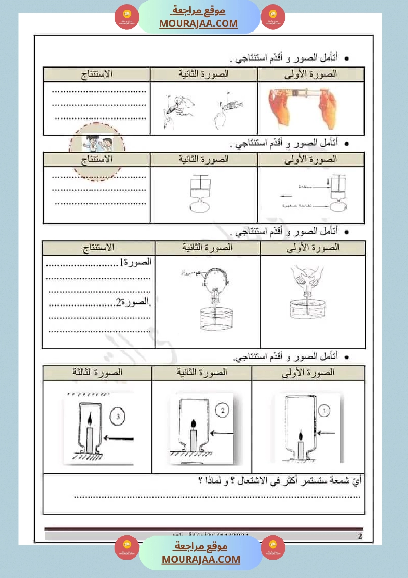 مراجعة شاملة لدروس الثلاثي الأول في الايقاظ العلمي السنة السادسة مرفقة بالاصلاح الهواء