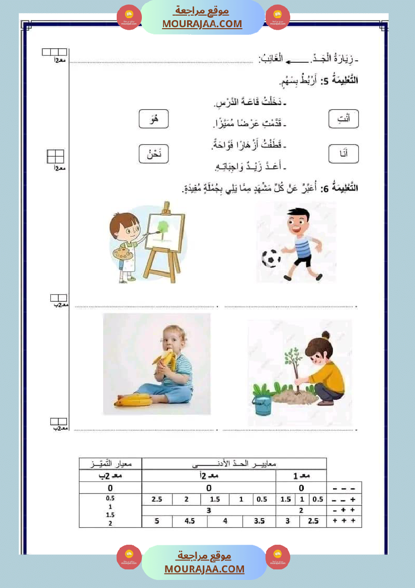 السنة الثالثة اختبارات الثلاثي الأول