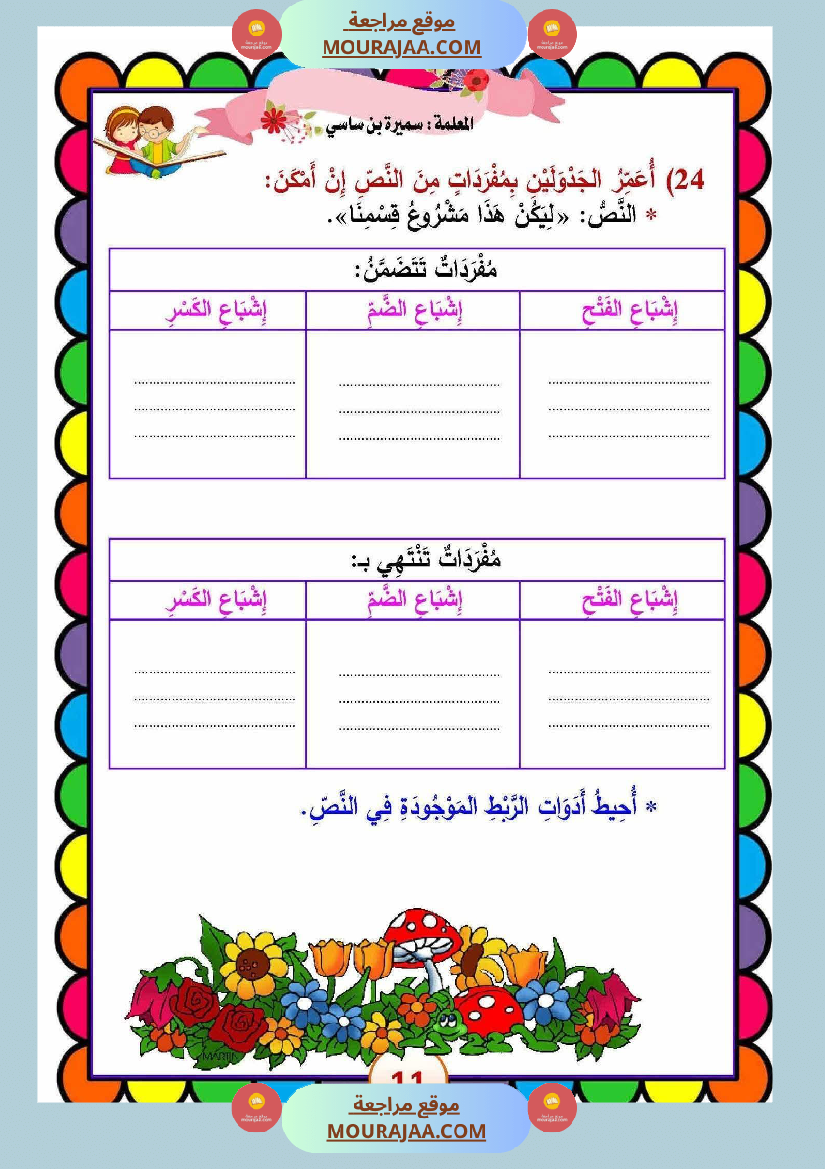 الوحدة الأولى لغة عربية البيئة و المحيط