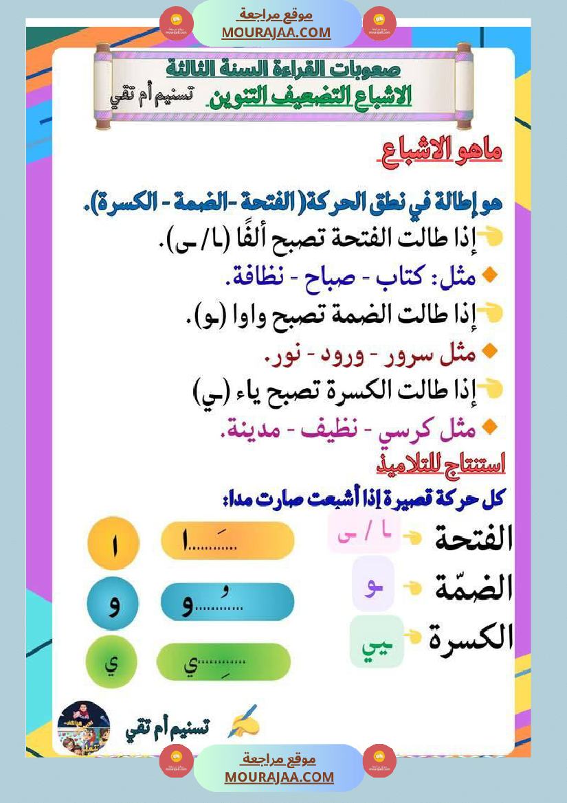 مجال العربية سنة الثالثة الثلاثي الاول