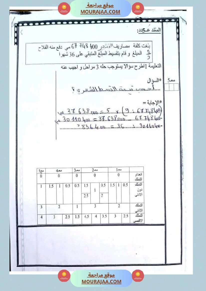 رياضيات مجمعة مع الاصلاح لأبطال السنة الخامسة صفحة 8