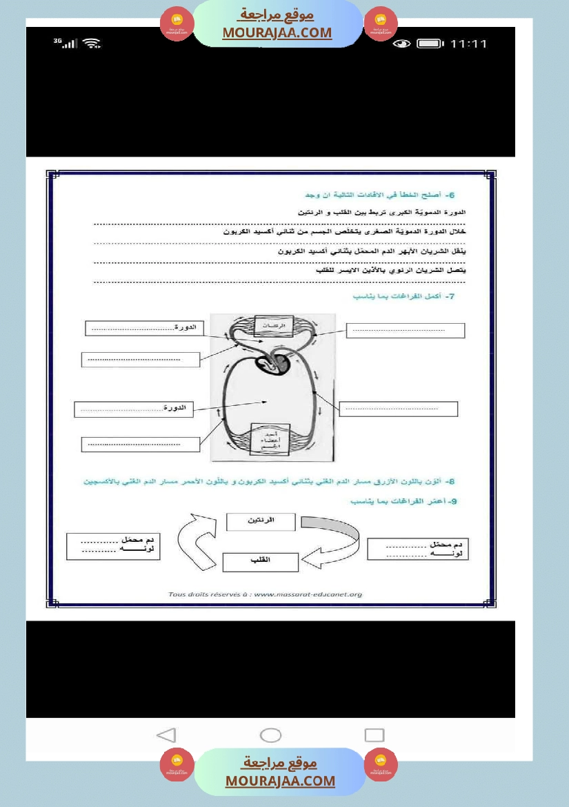 الدورة الدموية الصغرى والدورة الدموية الكبرى والدارة الكهربائية للسنة الخامسة صفحة 2