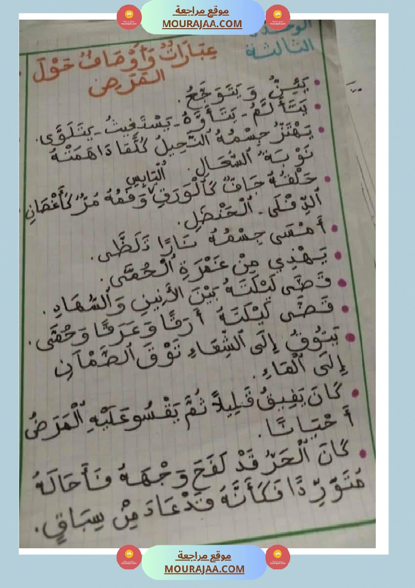 عبارات منقولة حول المرض و الحاسوب لأبطال السنة الثانية صفحة 11