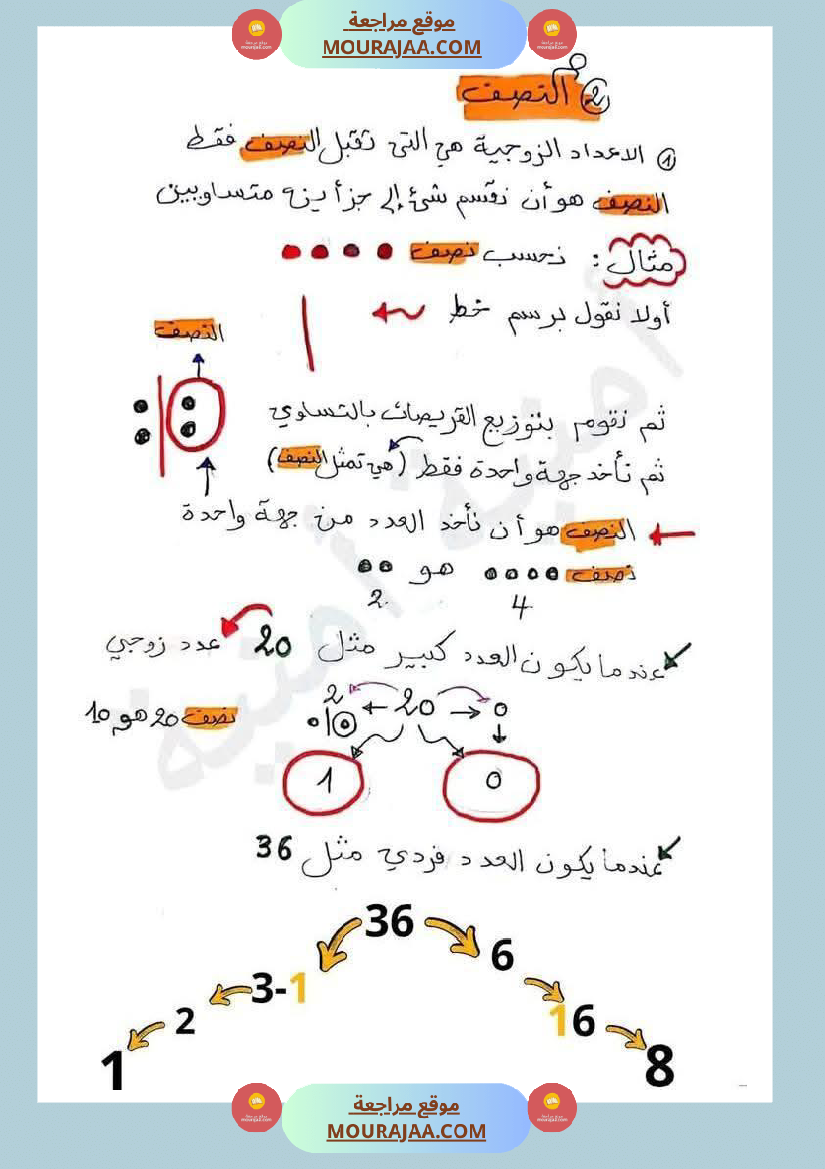 الضعف و النصف لأبطال السنة الثانية عمل منقول