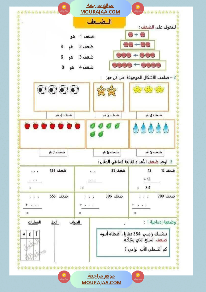 الضعف و النصف لأبطال السنة الثانية عمل منقول