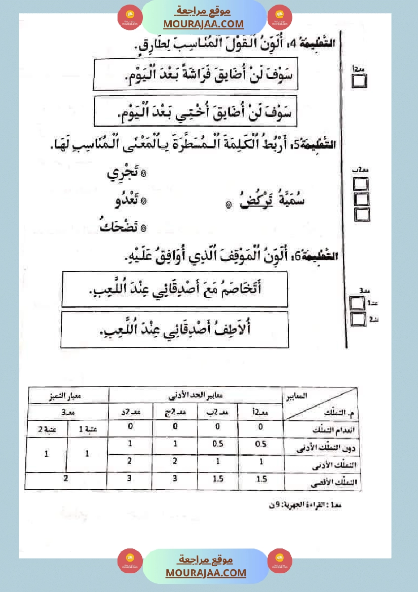 تقييمات في القراءة اءة والفهم لأبطال السنة الأولى صفحة 15