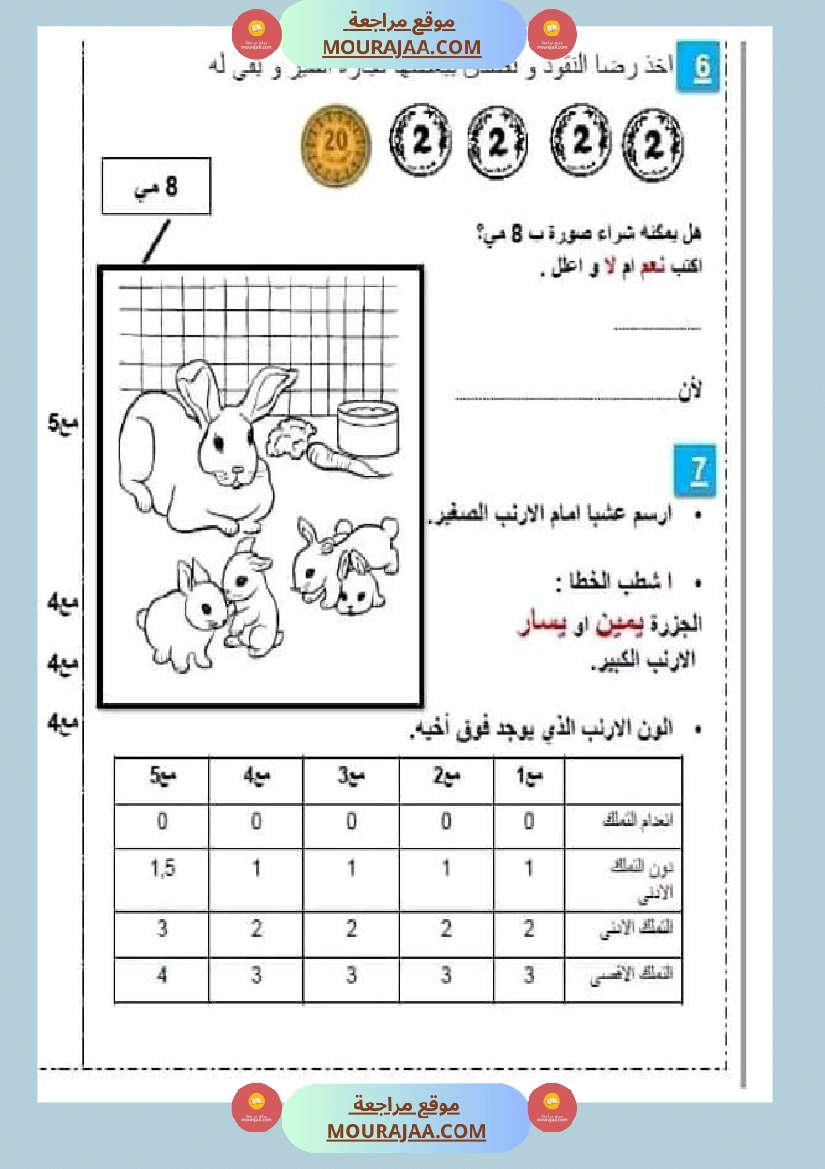 سنة اولى ابتدائي تقييمات الثلاثي الثاني رياضيات إيقاظ علمي قراءة إنتاج كتابي خط و إملاء صفحة 25