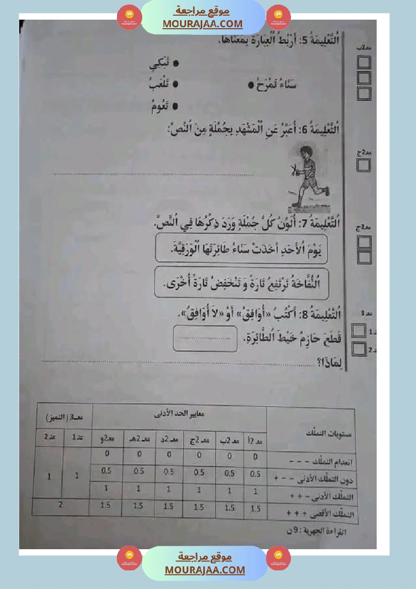 سنة اولى ابتدائي تقييمات الثلاثي الثاني صفحة 2