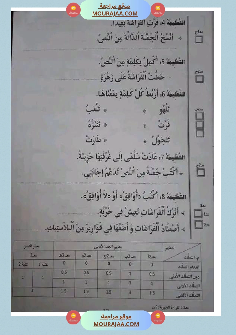 سنة اولى ابتدائي تقييمات الثلاثي الثاني صفحة 12