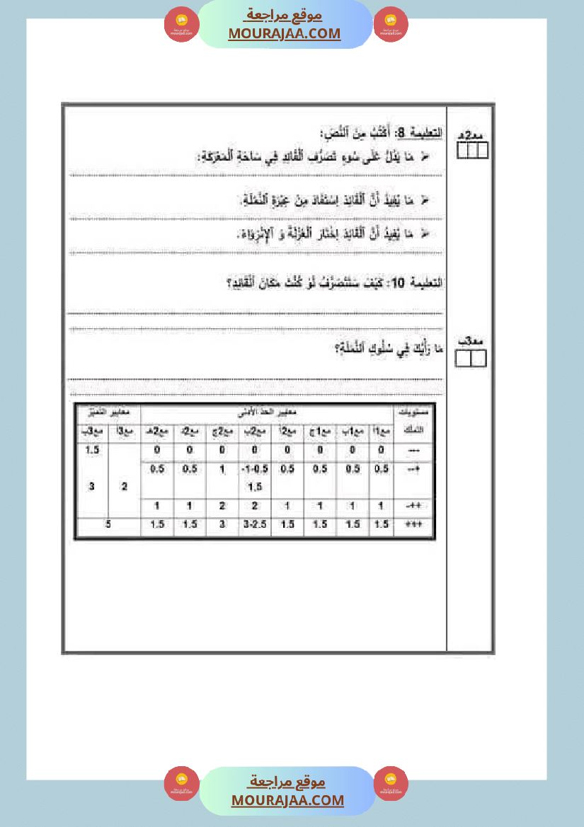 قراءة لأبطال السنة الرابعة