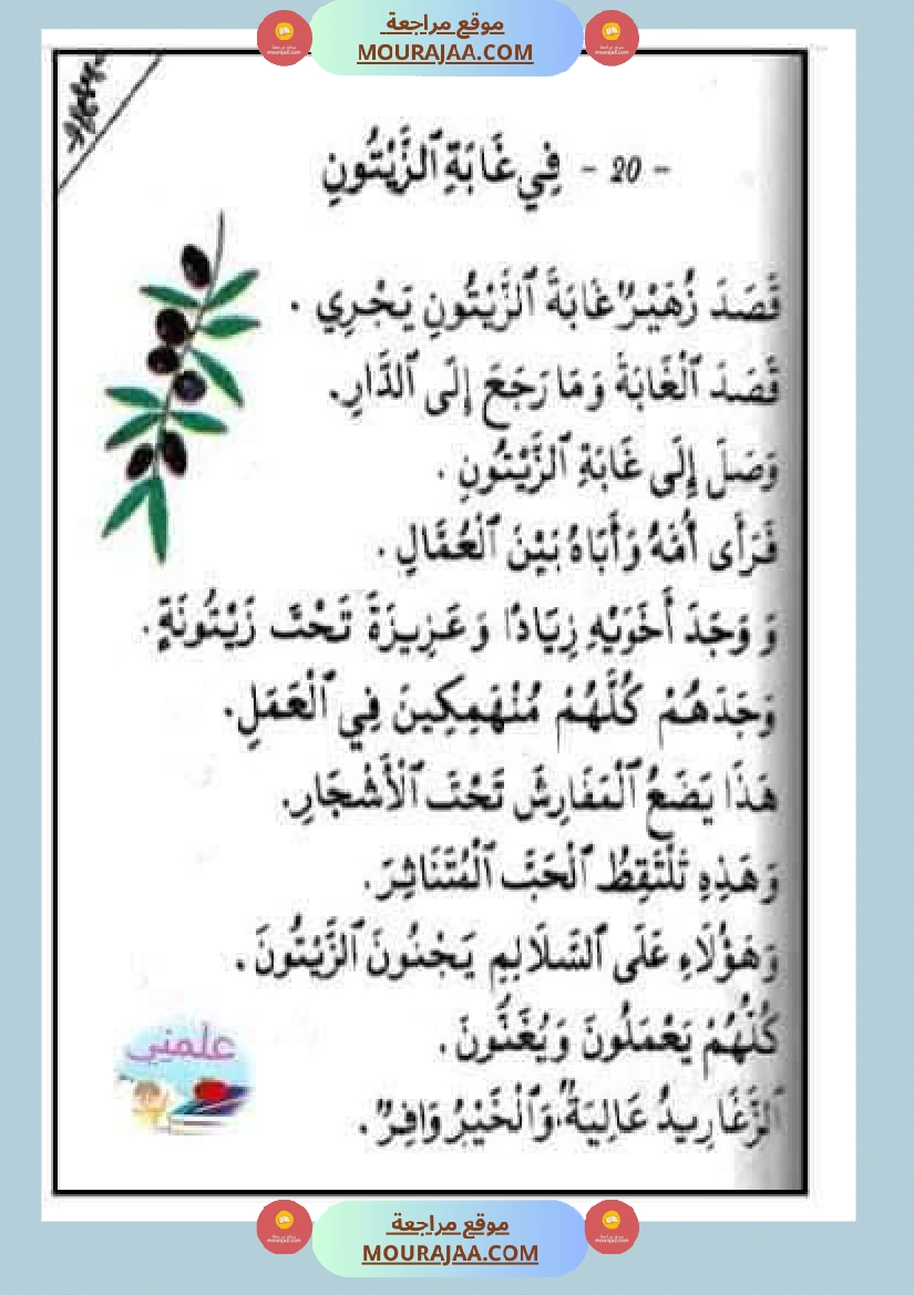 إنتاح كتابي حول جني الزيتون سنة الرابعة صفحة 9