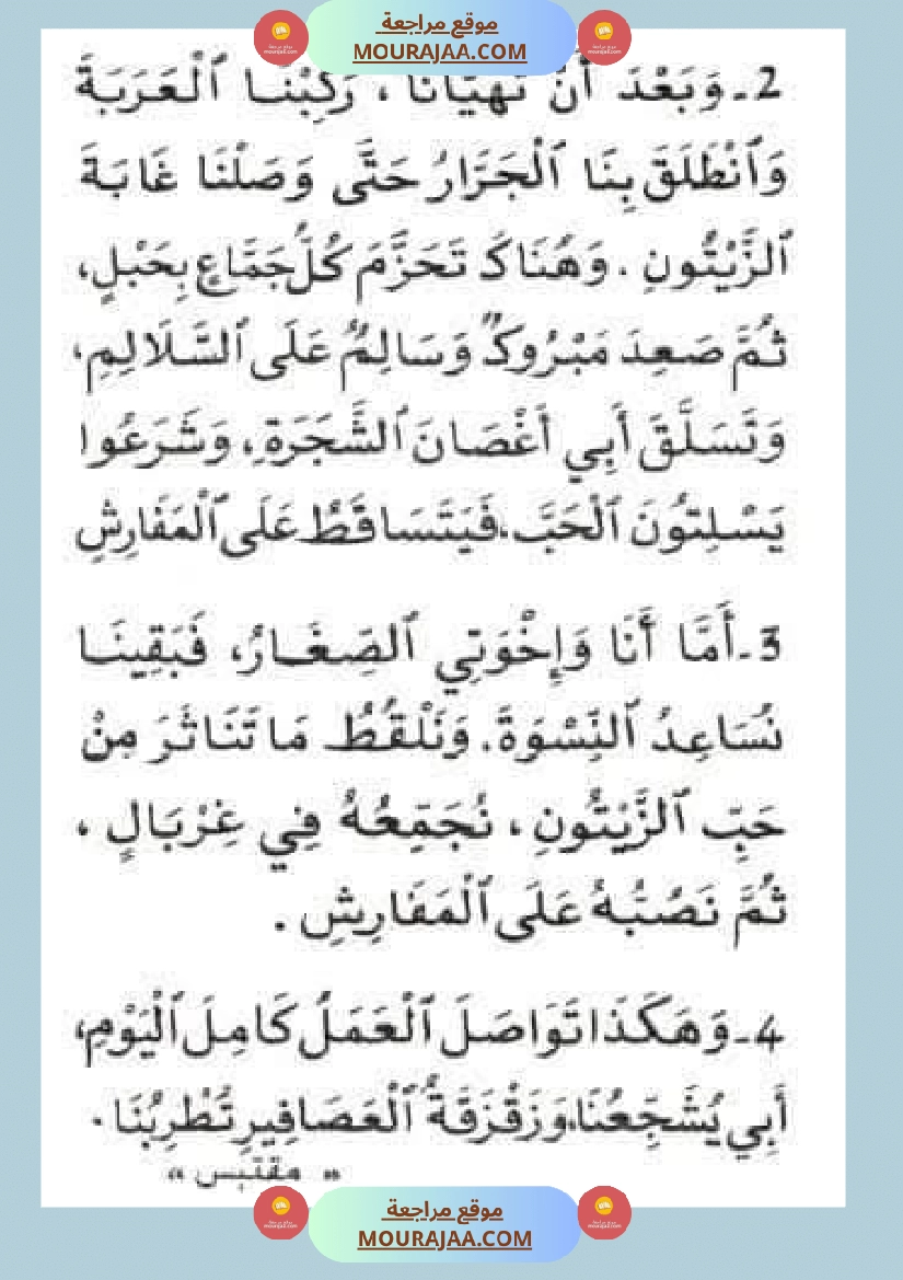 إنتاح كتابي حول جني الزيتون سنة الرابعة صفحة 3