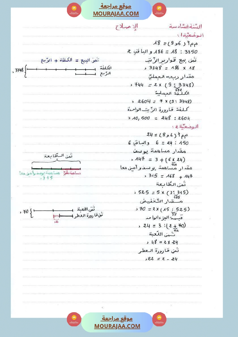 رياضيات لأبطال السنة السادسة مع الاصلاح صفحة 2