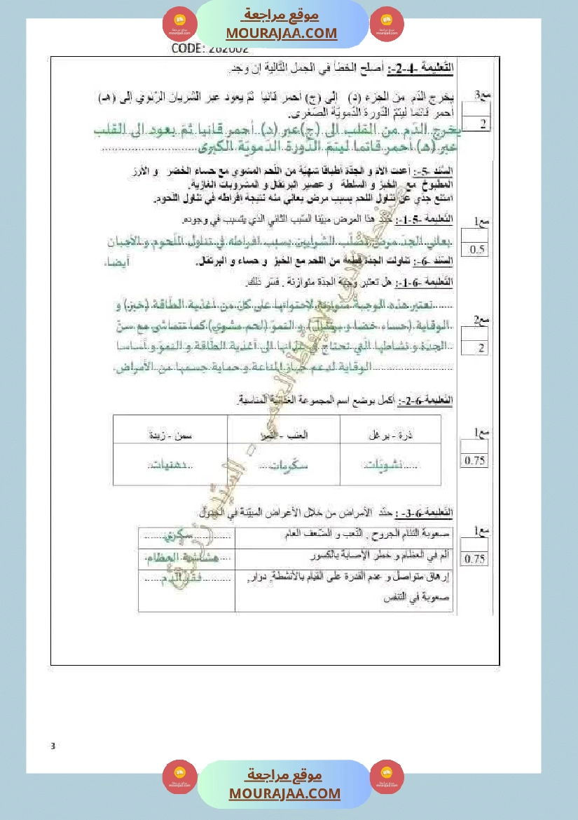 اختبار تقييمي في مادة الايقاظ مع الاصلاح لأبطال السنة السادسة صفحة 6