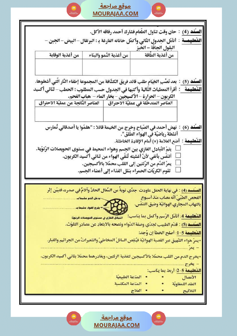 اختبارات ايقاظ علمي مأخوذة من مناظرات خاصة بالثلاثي الثاني