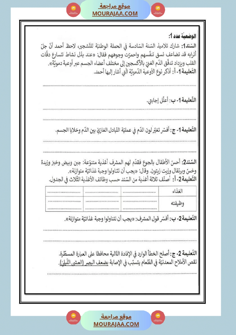 اختبارات ايقاظ علمي مأخوذة من مناظرات خاصة بالثلاثي الثاني صفحة 6