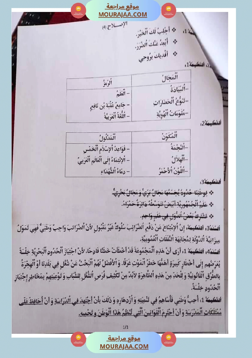 امتحان تربية المدنية سنة خامسة ابتدائي ثلاثي الثالث  صفحة 3