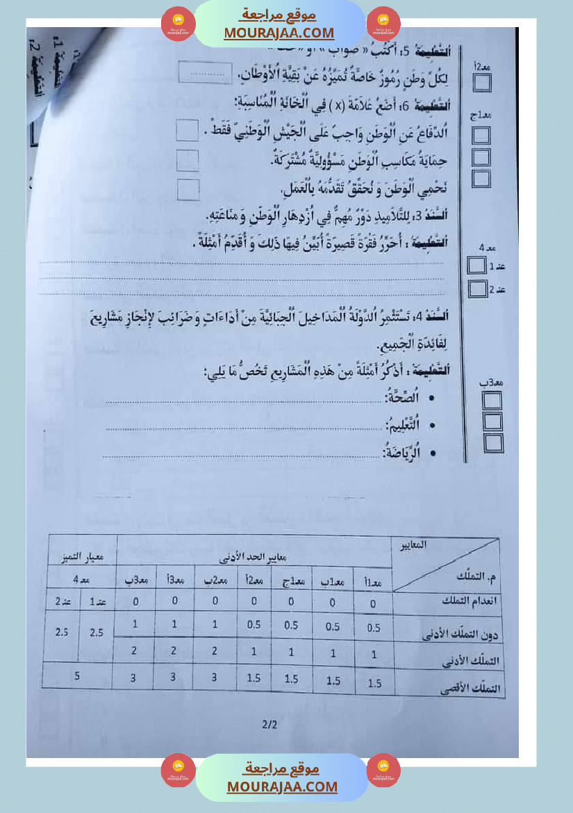 امتحان_تربية_المدنية_سنة_خامسة_ابتدائي_ثلاثي_الثالث_