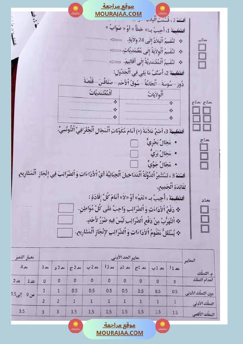 امتحان_تربية_المدنية_سنة_خامسة_ابتدائي_ثلاثي_الثالث_