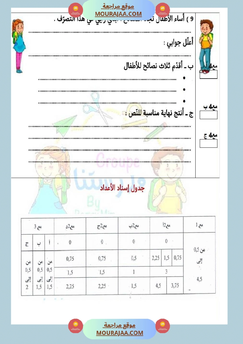 إمتحانات قراءة سنة خامسة ثلاثي الثالث  صفحة 3