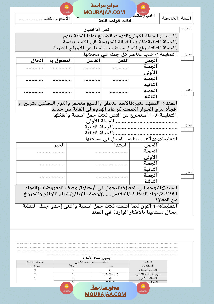 امتحانات_قواعد_اللغة_سنة_خامسة_ابتدائي_ثلاثي_الثالث_