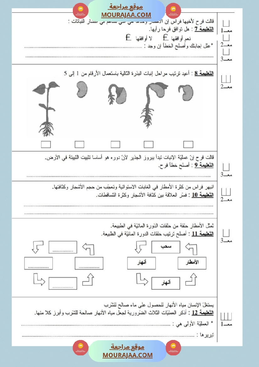 امتحانات إيقاظ علمي سنة خامسة ابتدائي ثلاثي الثالث  صفحة 4