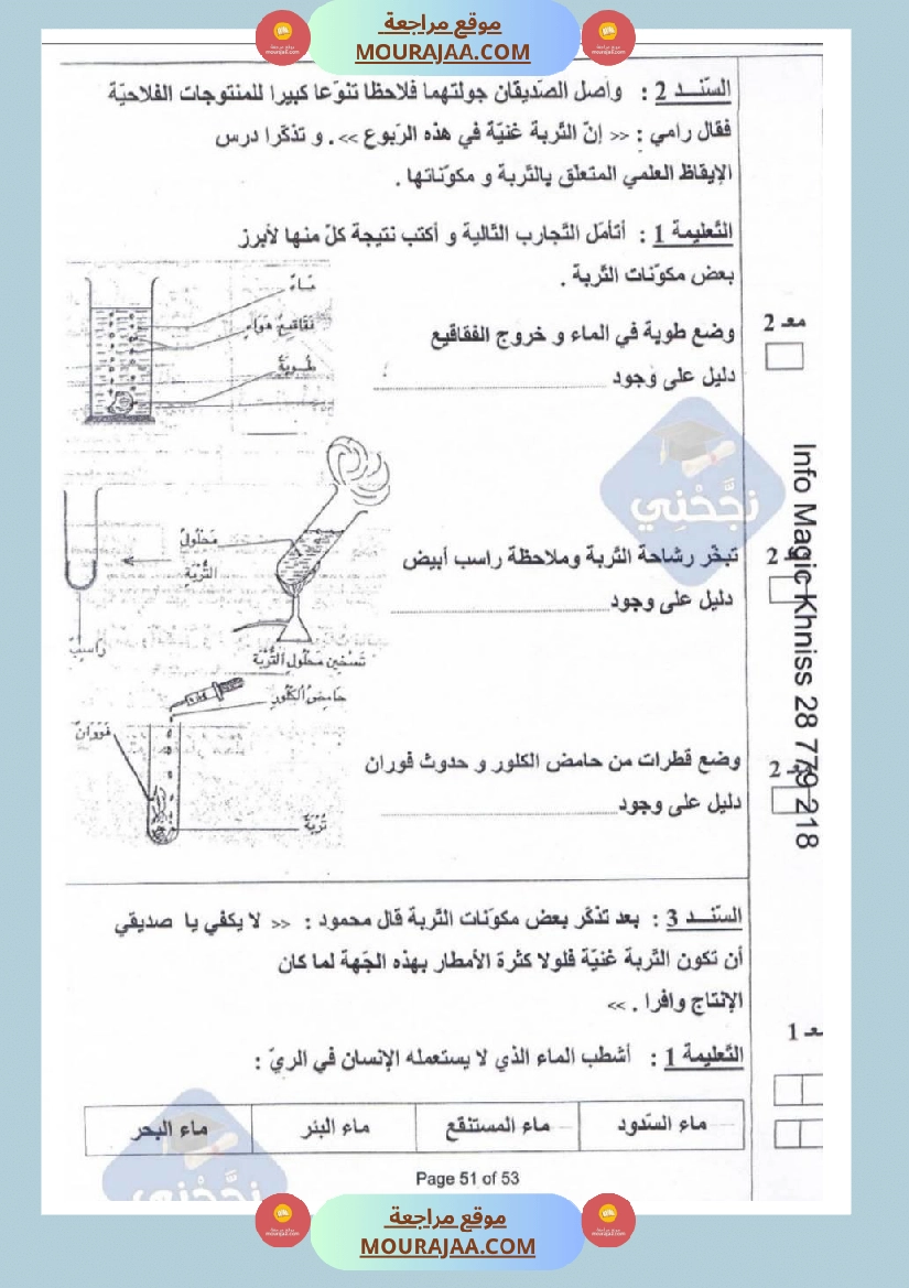 امتحانات إيقاظ علمي سنة خامسة ابتدائي ثلاثي الثالث  صفحة 6