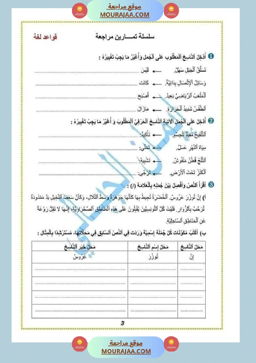 قواعد اللغة سنة الخامسة الثلاثي الثالث صفحة 2