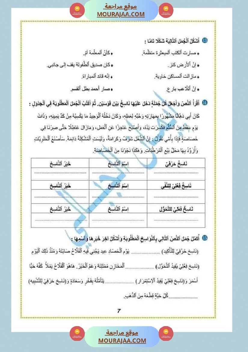 قواعد اللغة سنة الخامسة الثلاثي الثالث صفحة 9