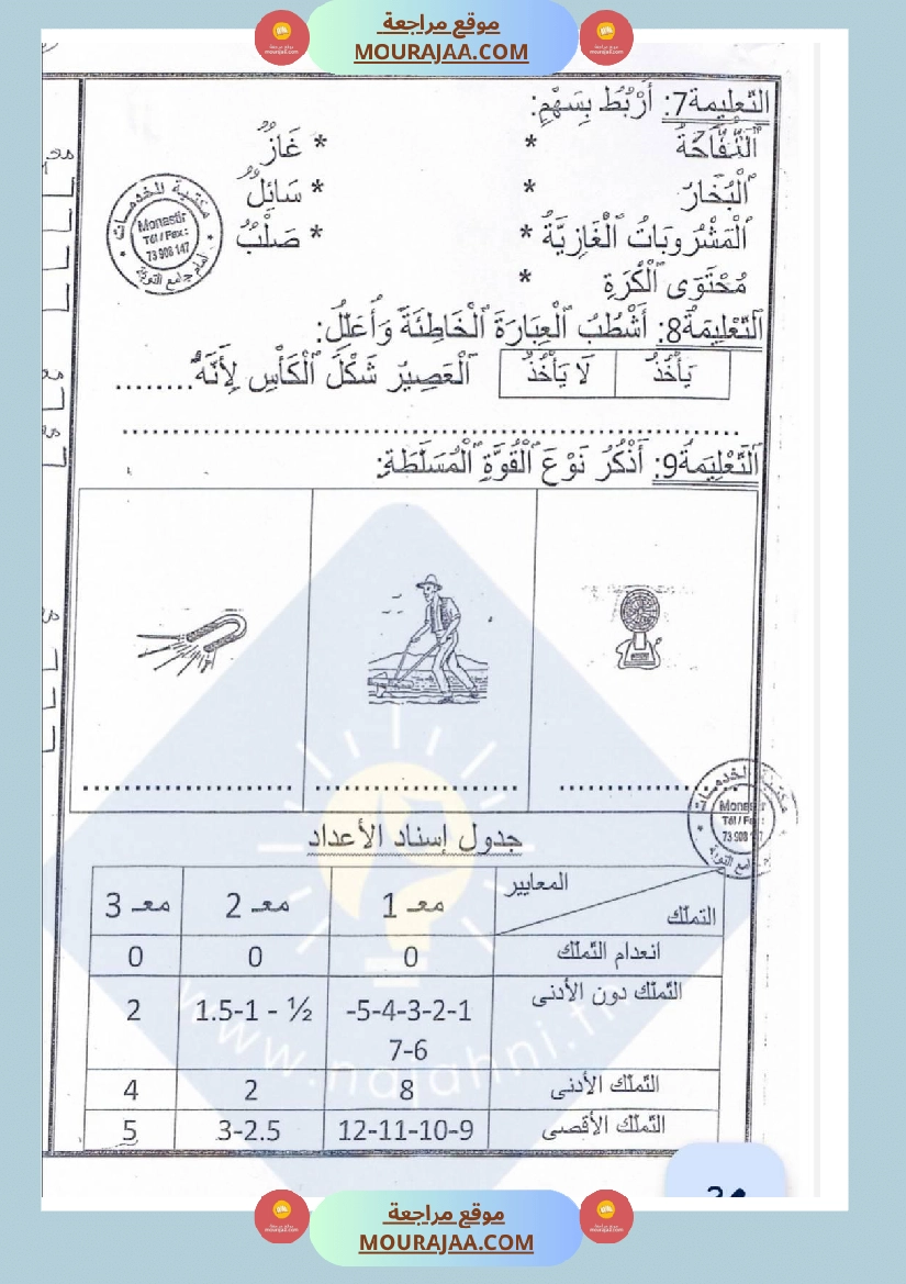 امتحانات إيقاظ علمي سنة ثانية ابتدائي ثلاثي الثالث  صفحة 6