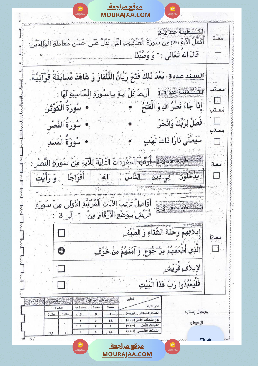 امتحانات_تربية_إسلامية_سنة_اولي_ثلاثي_الثالث_