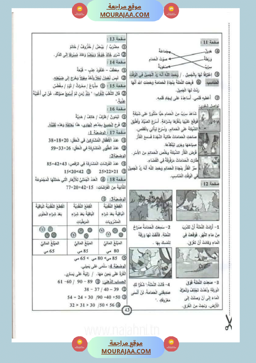 اختبارات سنة الاولى الثلاثي الثالث مع الاصلاح في العربية