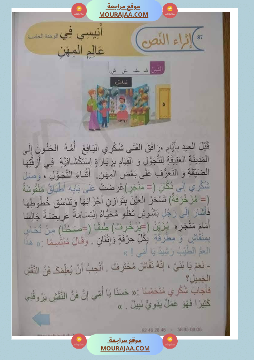 مشاهد التواصل الوحة الخامسة سنة اولى