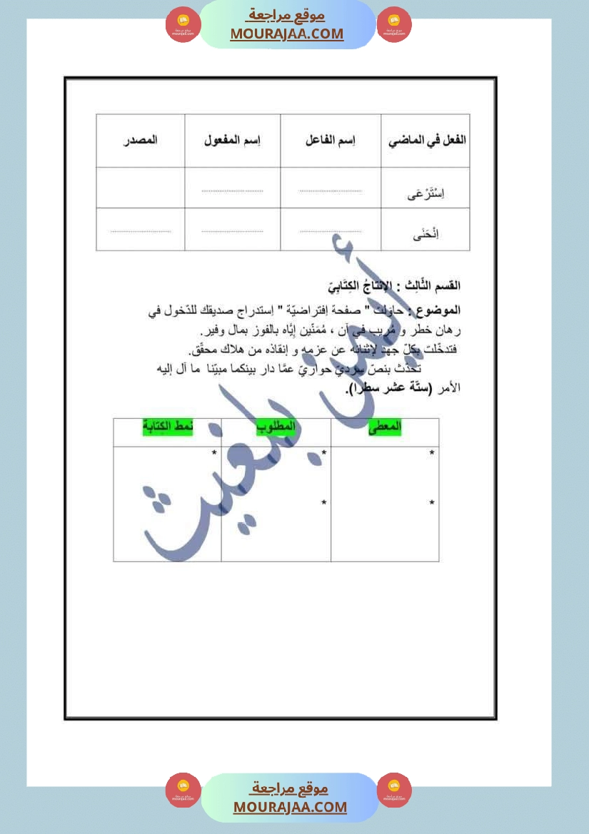 مناظرة تجريبية سنة السادسة اللغة العربية صفحة 5
