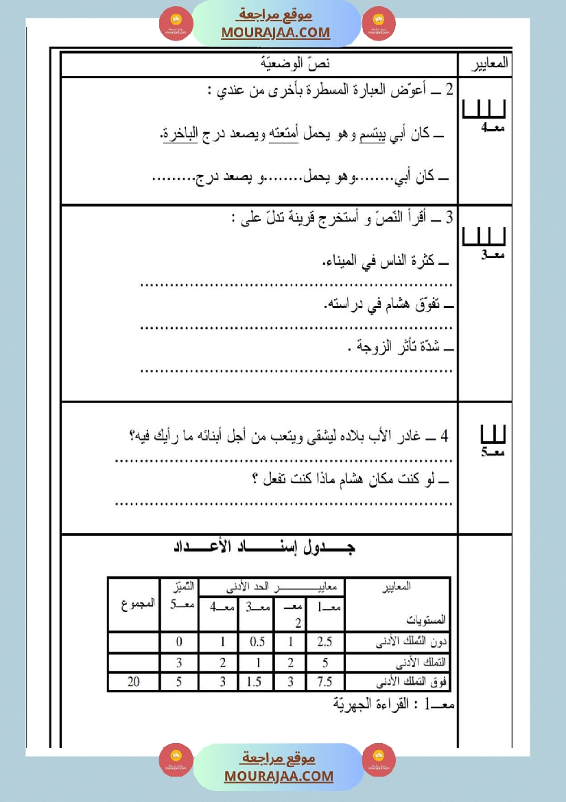 امتحانات قراءة سنة ثالثة ثلاثي الثالث  صفحة 21