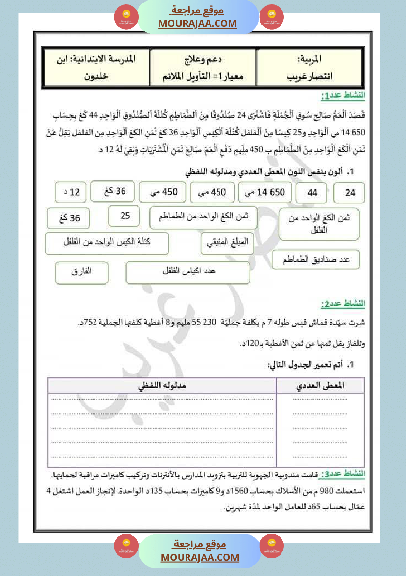 دعم و علاج السنة الخامسة