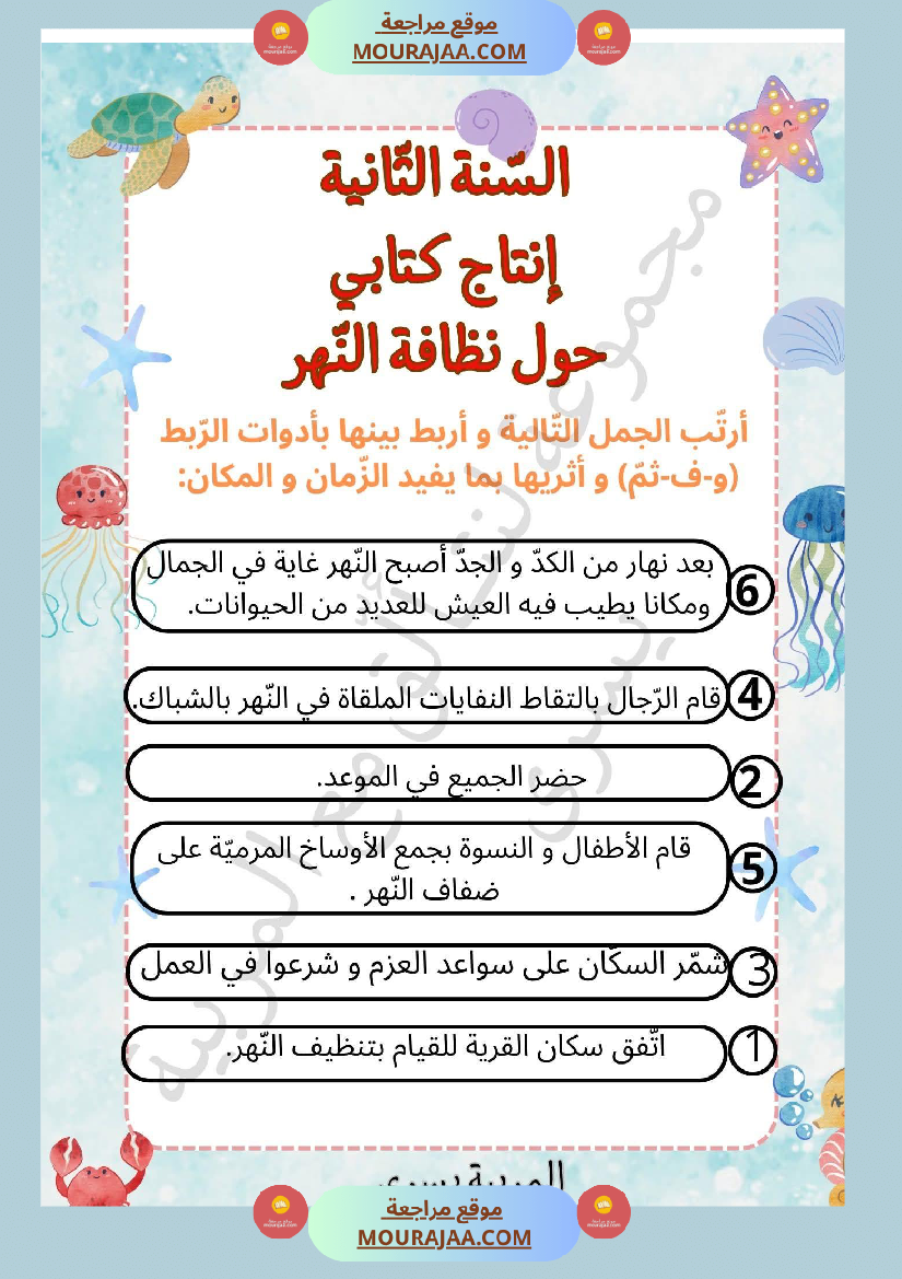 السنة الثانية إنتاج كتابي حول نظافة النهر