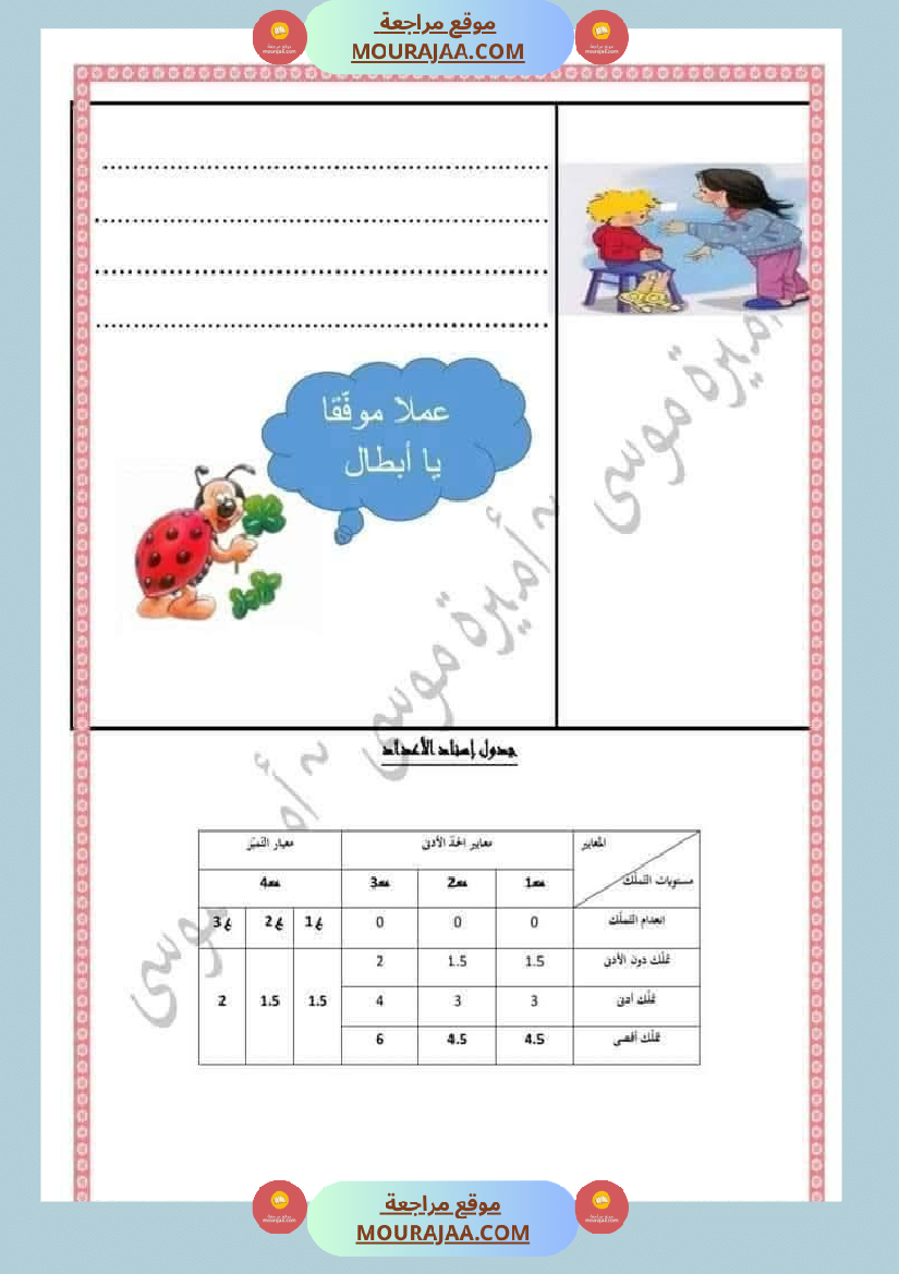 السنة الثانية اختبارات إنتاج كتابي في نهاية الثلاثي الأول