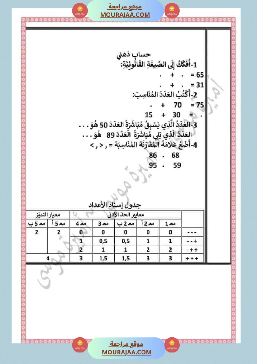 إمتحانات الثلاثي الأول سنة الثانية