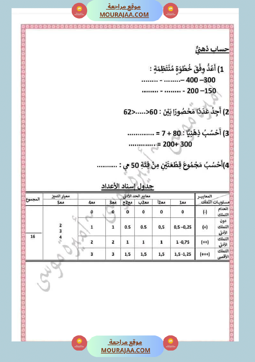 إمتحانات الثلاثي الأول سنة الثانية