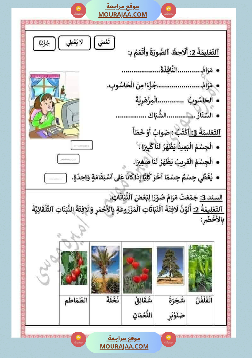 السنة الثانية اختبارات إيقاظ علمي