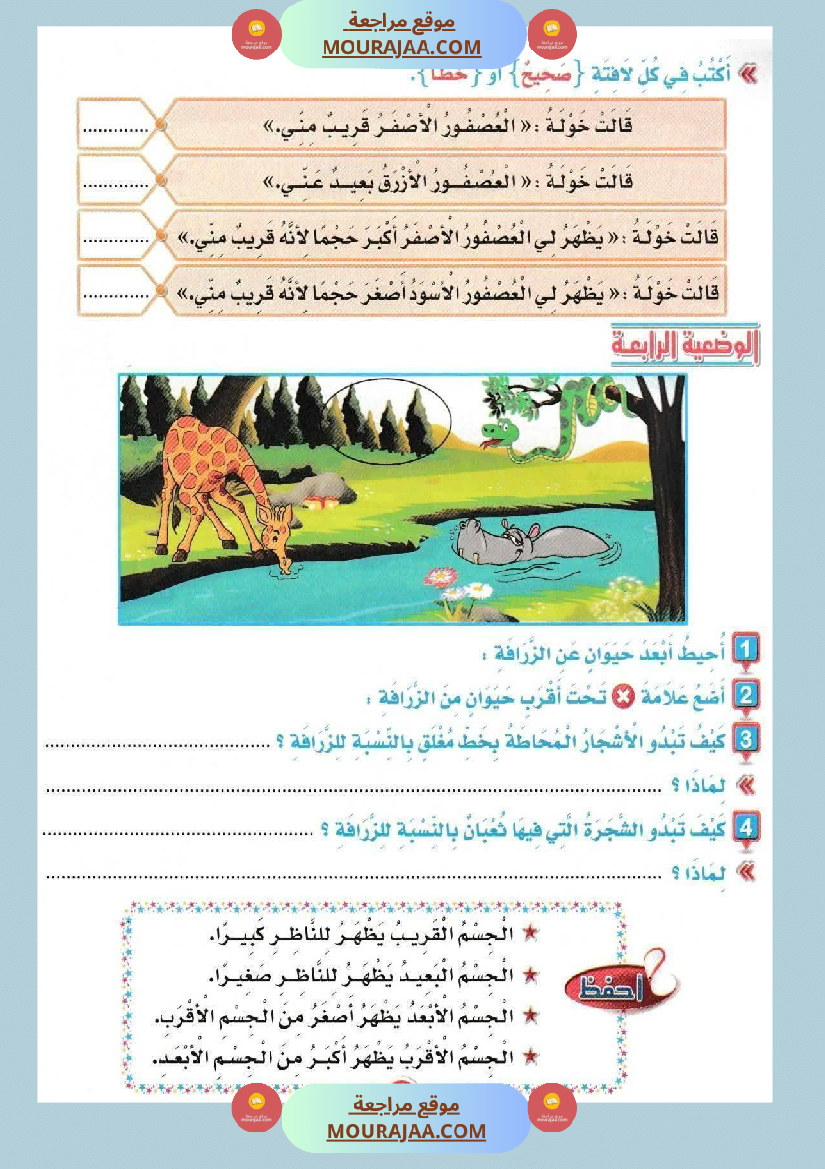 السنة الثانية إيقاظ علمي الأبعاد الظاهرية للأجسام