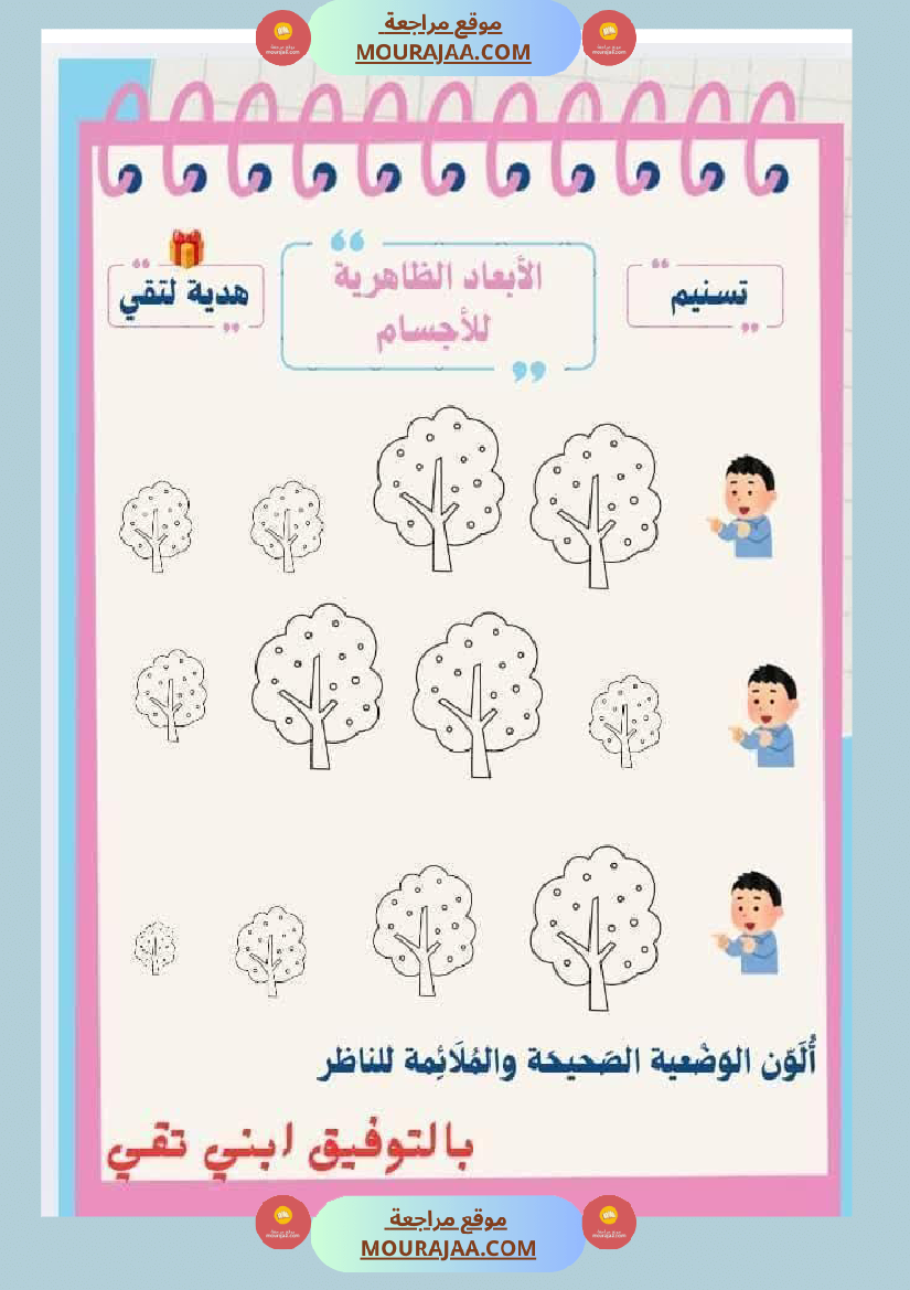 السنة الثانية إيقاظ علمي الأبعاد الظاهرية للأجسام