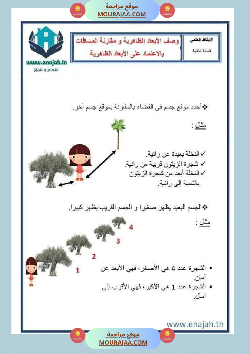 السنة الثانية إيقاظ علمي الأبعاد الظاهرية للأجسام