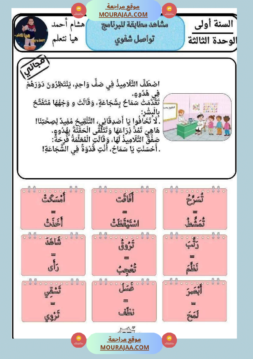 تواصل الشفوي السنة الأولى