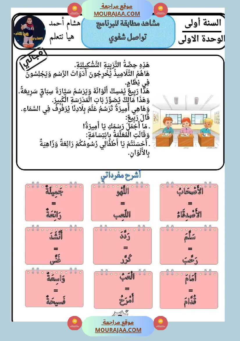 تواصل الشفوي السنة الأولى