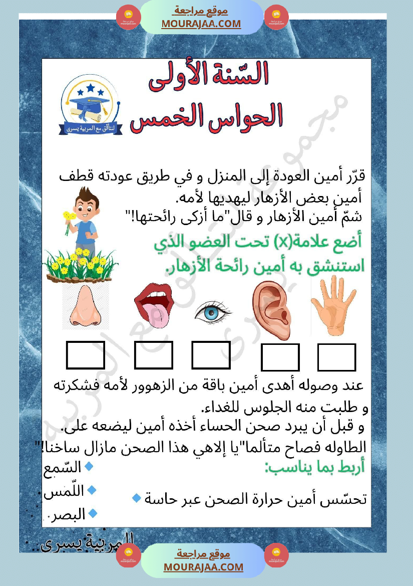 السنة الأولى إيقاظ علمي محور الحواس الخمس
