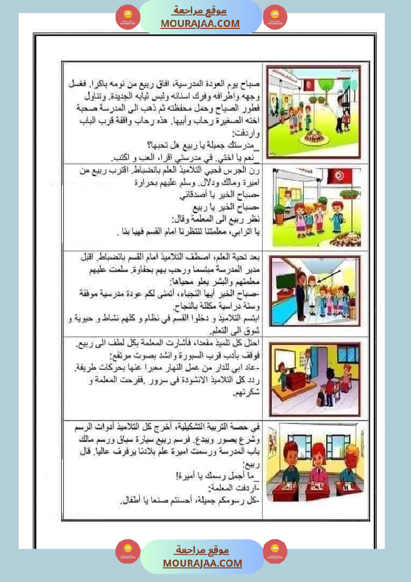 السنة اولى تواصل شفوي الثلاثي الاول مرفق بشرح للمفردات